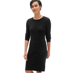 Gap Black Crewneck Long Sleeve Ribbed Sweater Dress Size Small